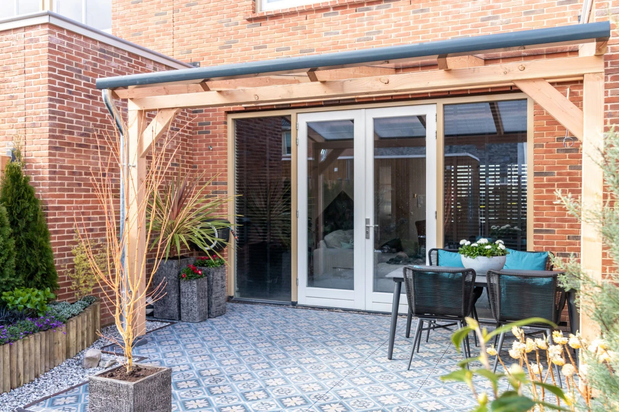 Douglas Terrasoverkapping Polycarbonaat Opaal Geschaafd - 600 x 300 cm - Afbeelding 3